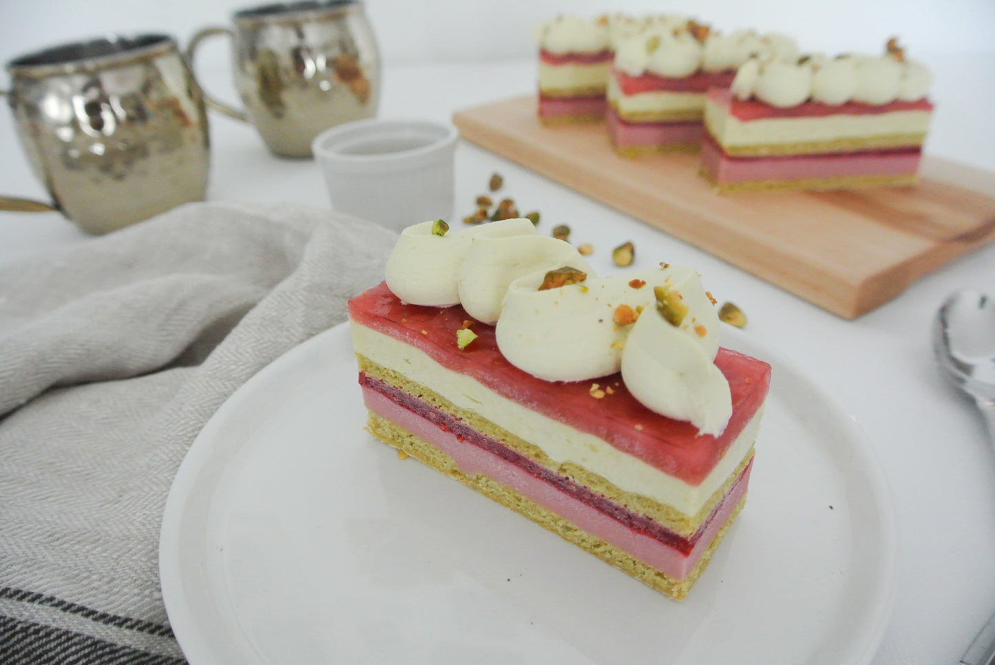 Framboises et pistache - Portion individuelle